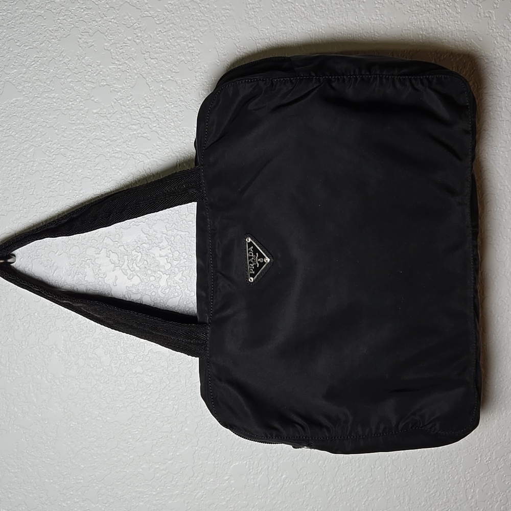 PRADA Tessuto Nylon Zip Top Tote Black
